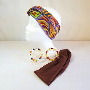 Multicolor And Brown Boho Headbands With Matching Bracelet Sets, Womens Size M